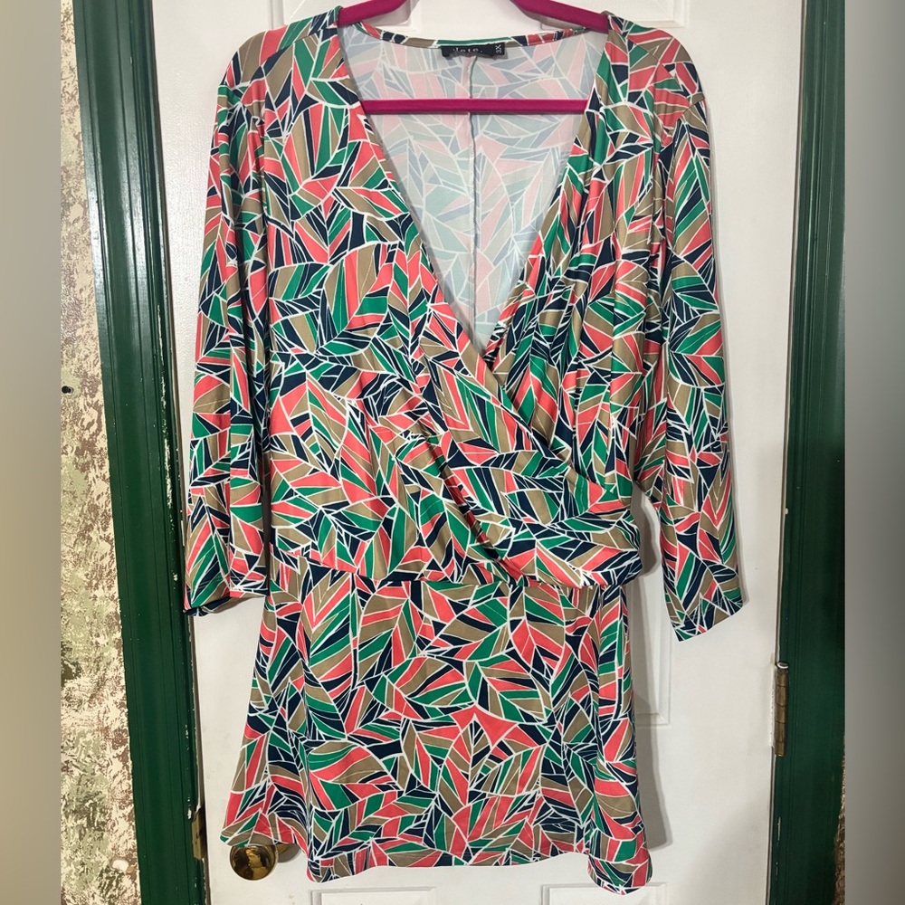 Colorful wrap style peplum top